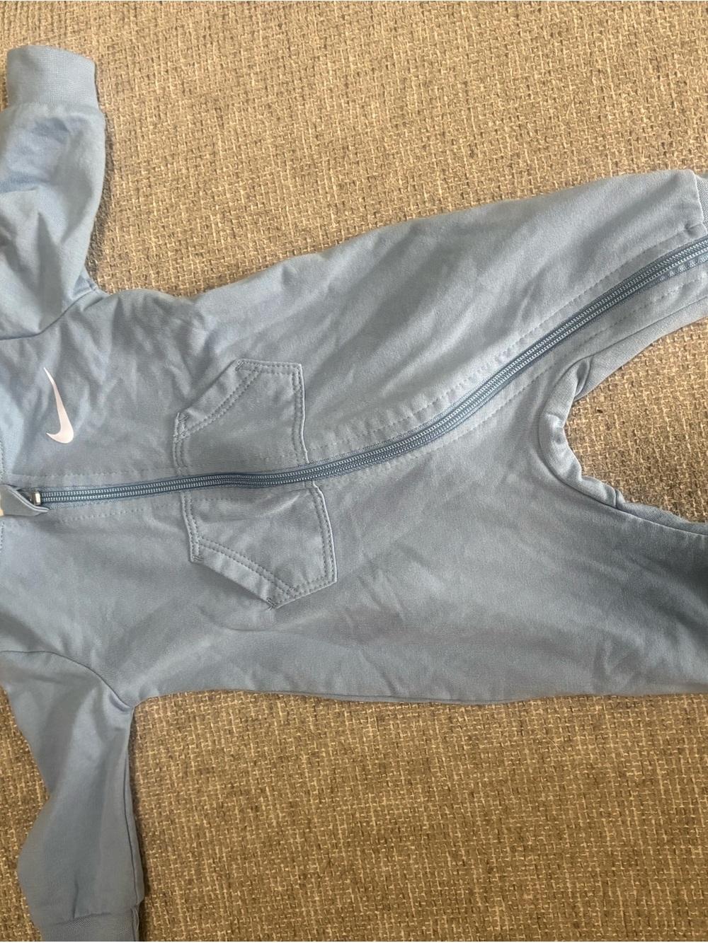 Nike Baby Blue Zip-Up Footie One-Piece